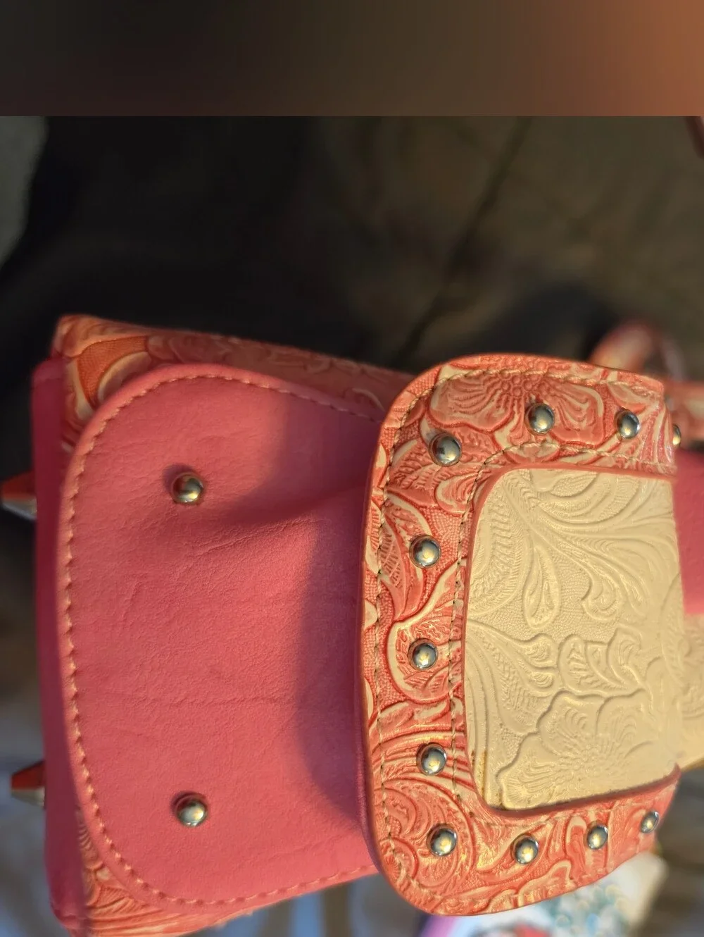 Cowgirl Trendy Pink & White Owl Leather Embroidered Purse with Matching Wallet